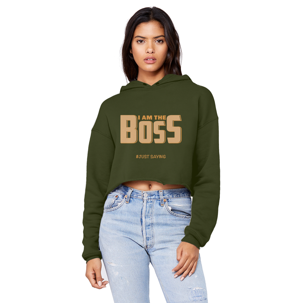 I AM THE BOSS Cropped Raw Edge Boyfriend Hoodie
