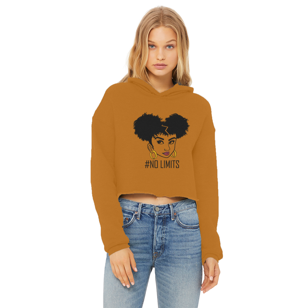 NO LIMITS Ladies Cropped Raw Edge Hoodie