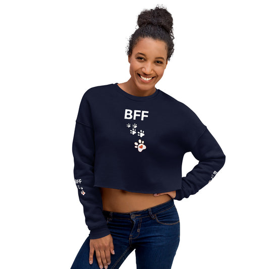 BFF Paw Prints Dog Lover Crop Sweatshirt